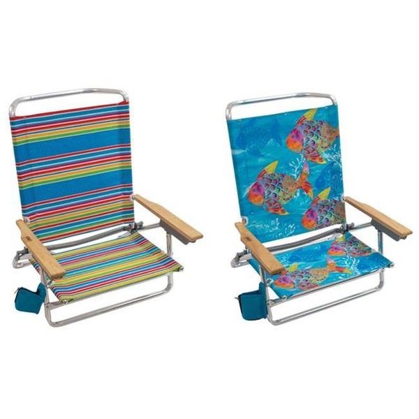 Rio Brands Rio Brands 8028403 18 in. 5 Position Adjustable Assorted Beach Folding Chair - Pack of 4 8028403